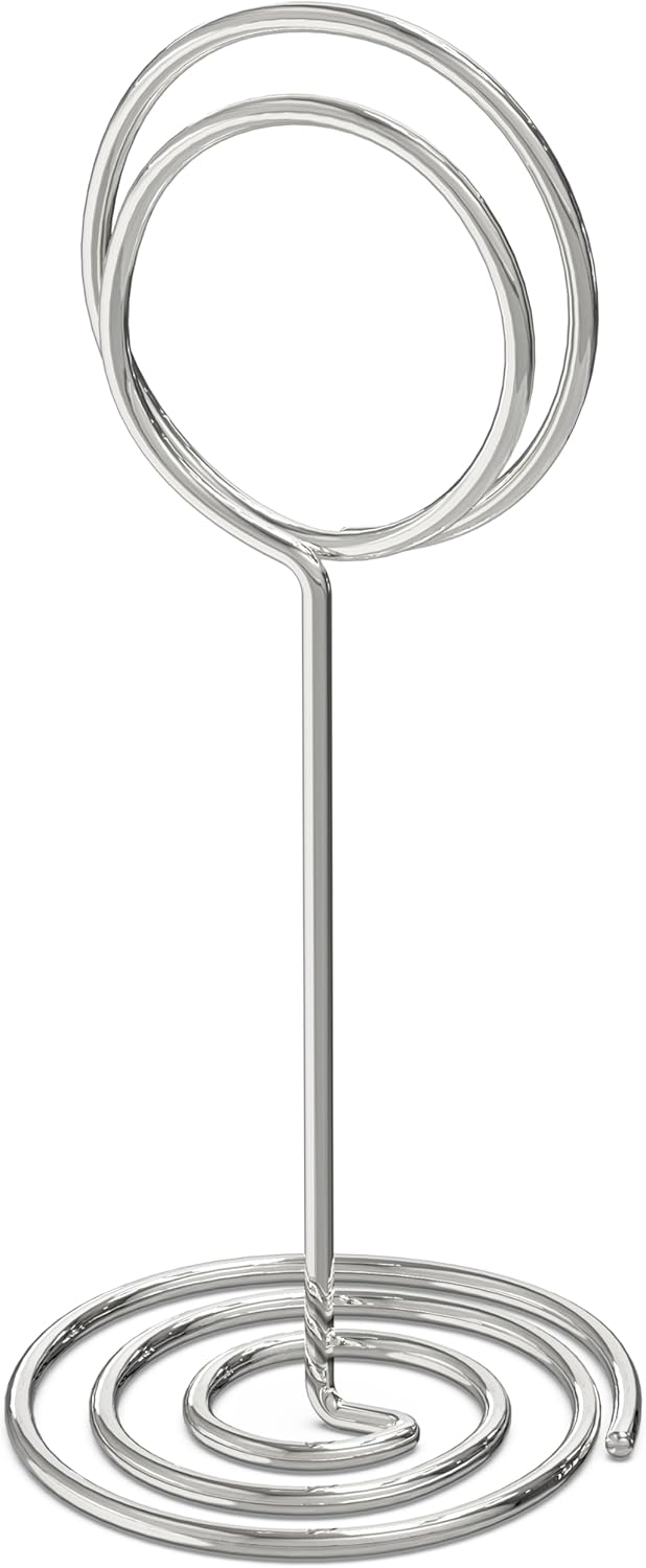 10 Pack Silver Table Card Holders - Table Number Holders - Place Card Holder - Picture Clips for Photos - Tables Name Holder for Centerpieces Weddings Restaurants Food - Wire Seating Signs Stands