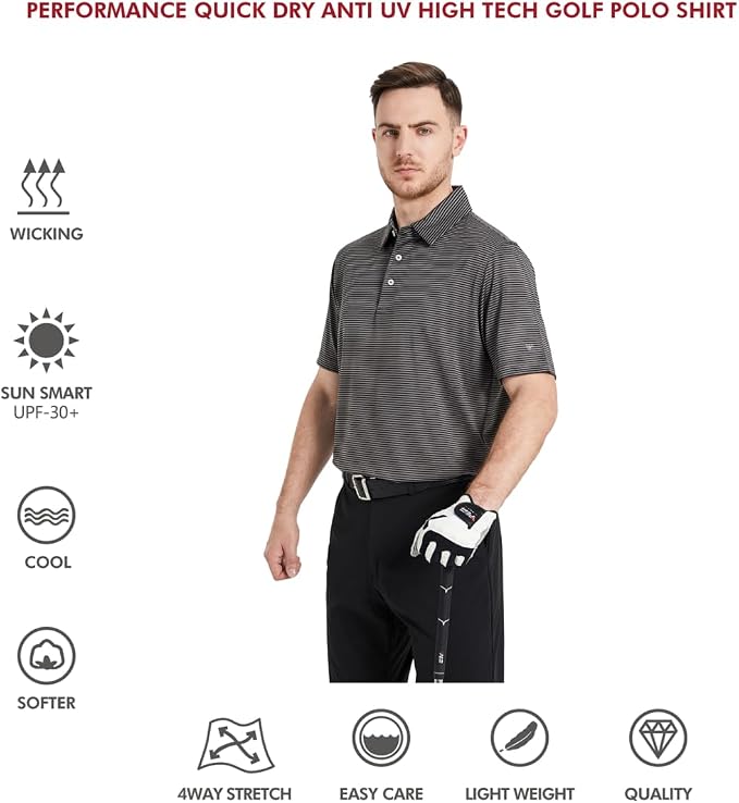 Golf Shirts for Men Dry Fit Short Sleeve Print Performance Moisture Wicking - Image 5