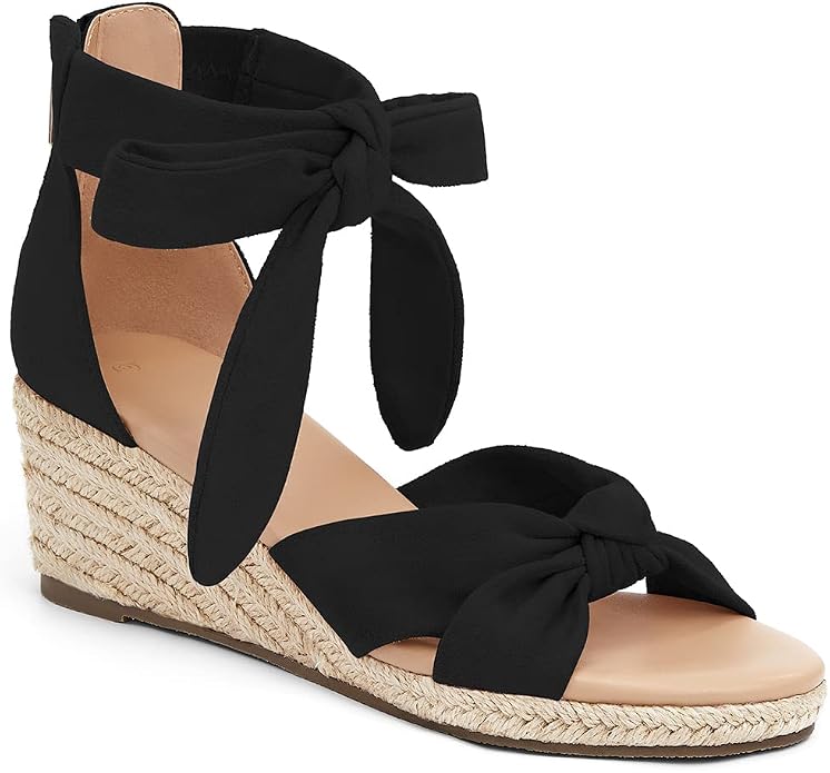 LAICIGO Womens Espadrilles Wedge Sandals Back Zipper Closure Open Toe Platform by LAICIGO