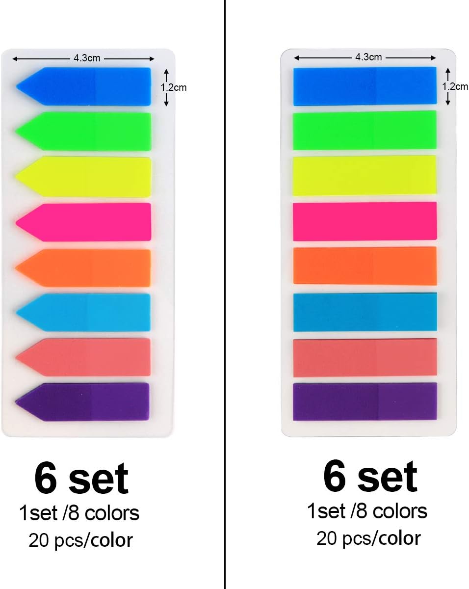 1920 Pcs Page Markers Colored Sticky Tabs,2 Design Transparent Arrow Flag Tabs,Small Sticky Note Flags for Notebooks,Writable Sticky Index Tabs for Annotating Books