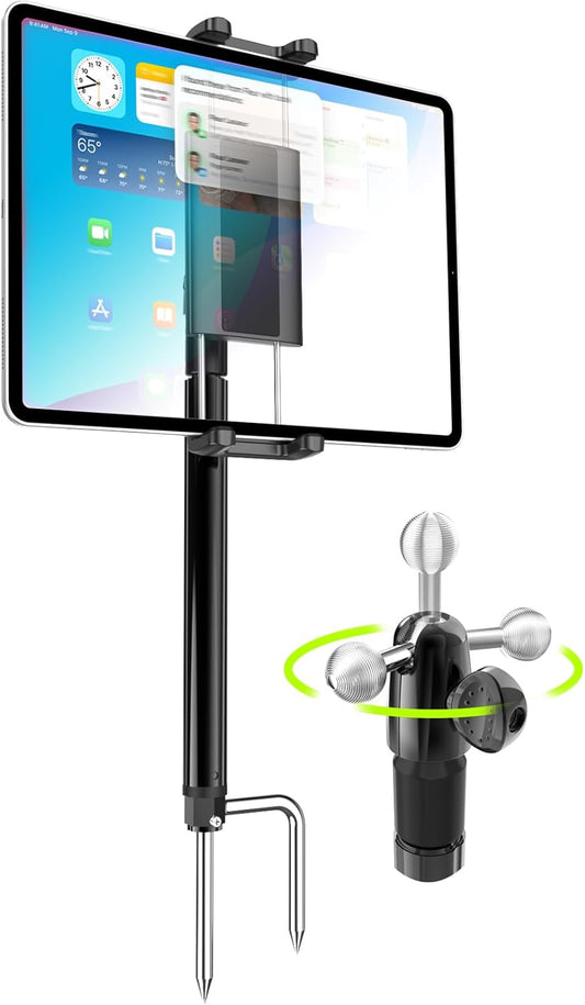 Golf Monopod & Tripod with Ground Spike Stakes, 57" Metal Pole Golf Phone Holder for Training Aid, Record Swing, Golf Selfie Stick Tripod for iPad Pro 12.9 Air Mini, iPhone16 15 14