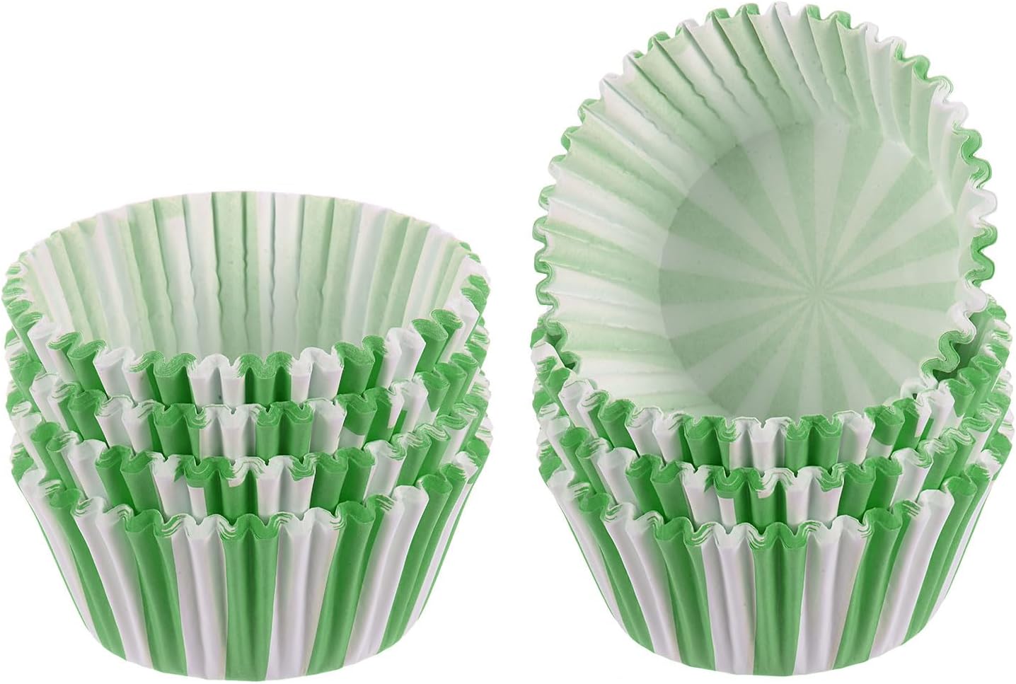 HARFINGTON 200 Count Cupcake Liners Green Stripes Cupcake Cups Standard Size Muffins Liners Papers Baking Cups Wrappers Greaseproof for Party Wedding Birthday