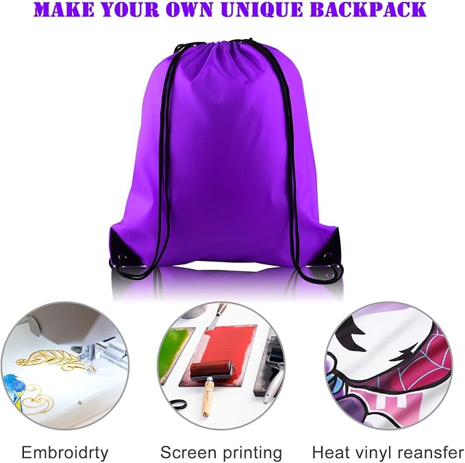 KUUQA 60Pcs Purple Drawstring Backpack Bag Bulk Drawstring Bags String Bags - Image 4