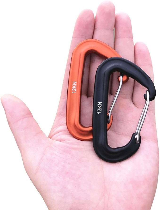Carabiner, 12KN Lightweight Heavy Duty Carabiner Clips, Aluminium Wiregate - Image 2