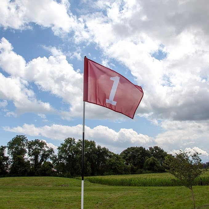 Vispronet Numbered Golf Flags for Putting Green – 20in x 14in Red & White Flags - Image 2
