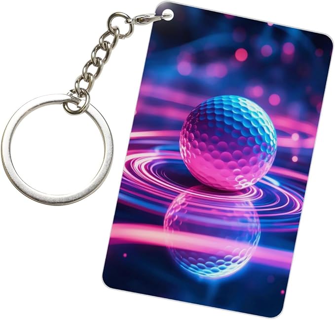 Astronaut Playing Golf Keychains Rectangular Acrylic Keychain Daily Key Ring by WINCCOR
