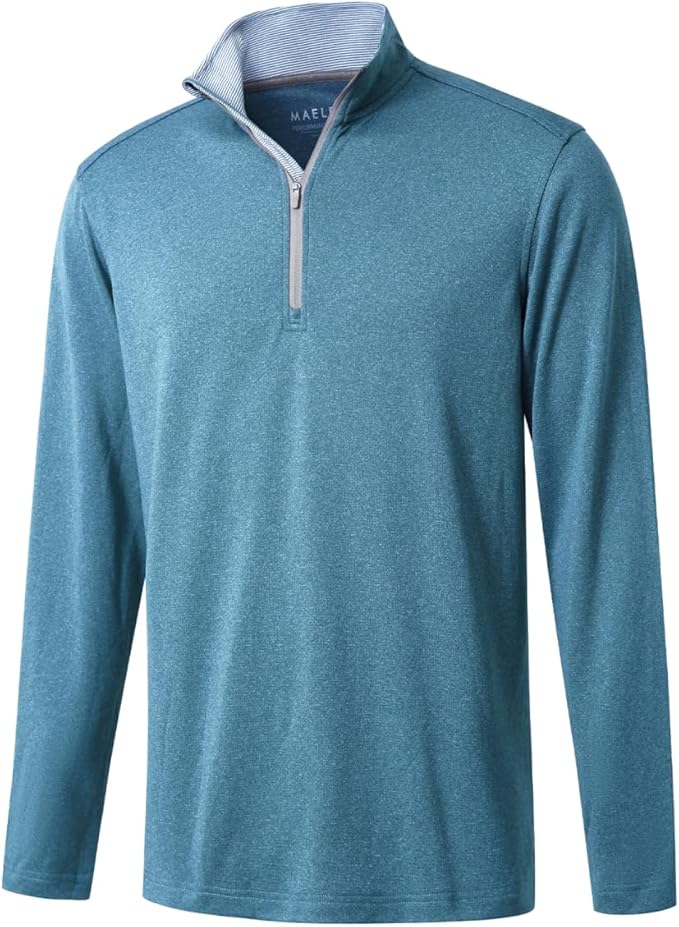 M MAELREG Quarter Zip Golf Pullover Men Dry Fit Long Sleeve Performance Wicking by MAELREG