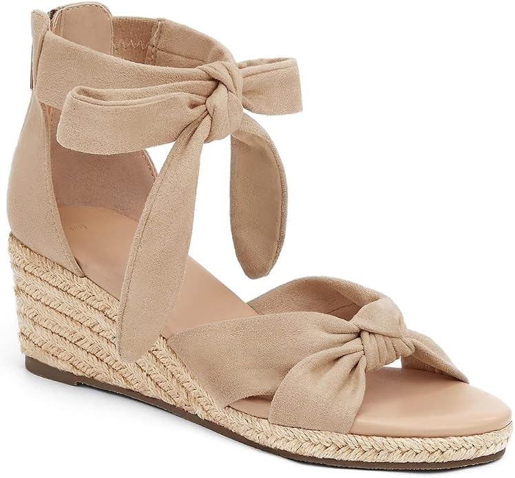 LAICIGO Womens Espadrilles Wedge Sandals Back Zipper Closure Open Toe Platform by LAICIGO