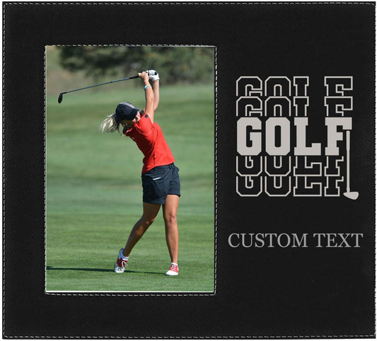 Golf Golf Golf Faux Leather Black Leatherette Personalized Group Picture Family 5x7 Custom Portrait Vertical Kid's Photo Customized Frame