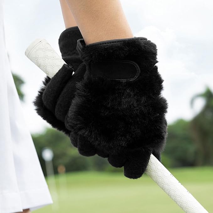 Women's Golf Gloves, Plush Thickened Imitation Rabbit Fur, Comfortable - Image 3