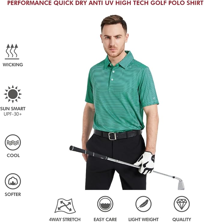 Golf Shirts for Men Dry Fit Short Sleeve Print Performance Moisture Wicking - Image 5