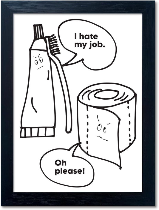 Black and White Bathroom Wall Decor Funny Bathroom Quote Wall Art Framed Cute Canvas Print Pictures Artwork for Wall