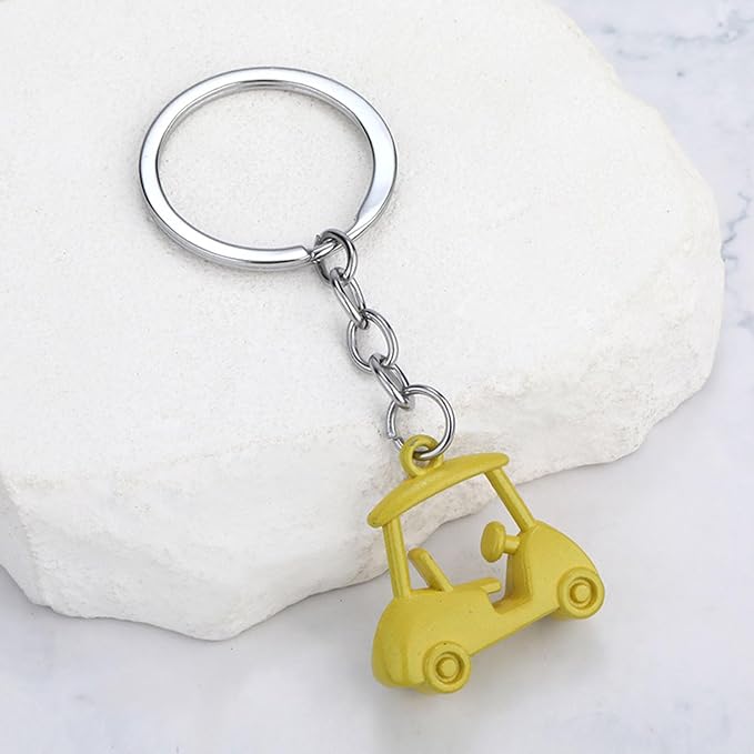 Pack Of 2 Zincs Alloy Realistic Golf Cart Keychains Golf Themed Holder - Image 3