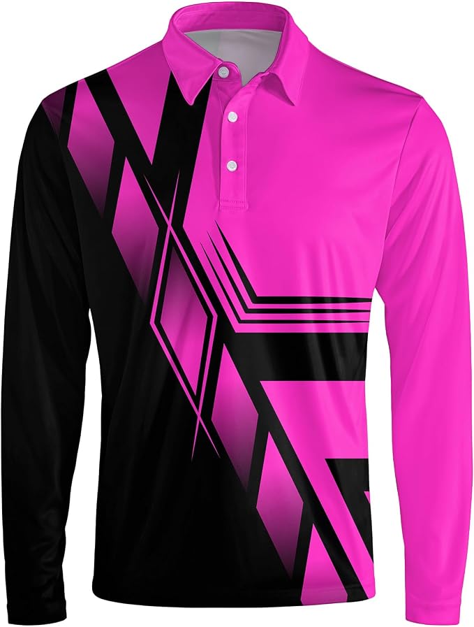 Men's Long Sleeve Golf Shirt Quick Dry 3 Button Work Fishing Outdoor Casual - Image 3