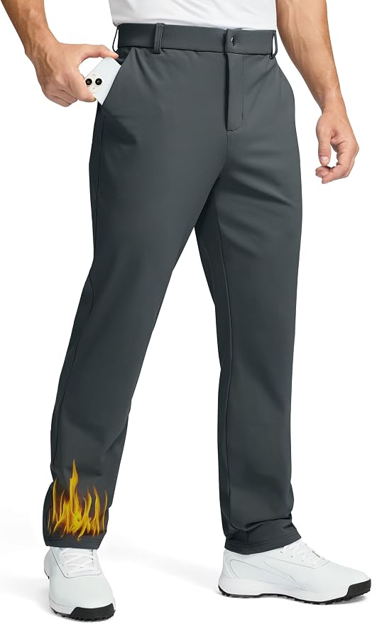 Soothfeel Men's Fleece Lined Pants 30"/32"/34" Golf Work Dress Pants Casual by SoothfeelOnline