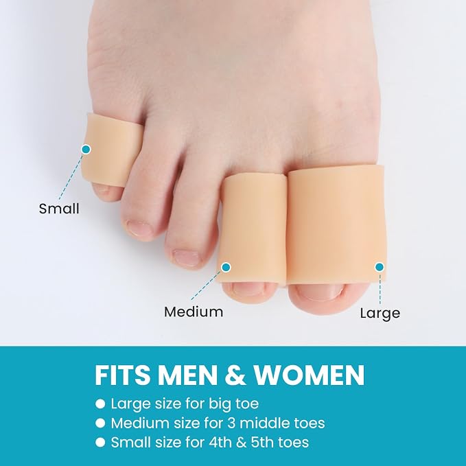 Povihome Toe Sleeves, Toe Protectors, 12 Pack Toe Tube Pads - Image 6