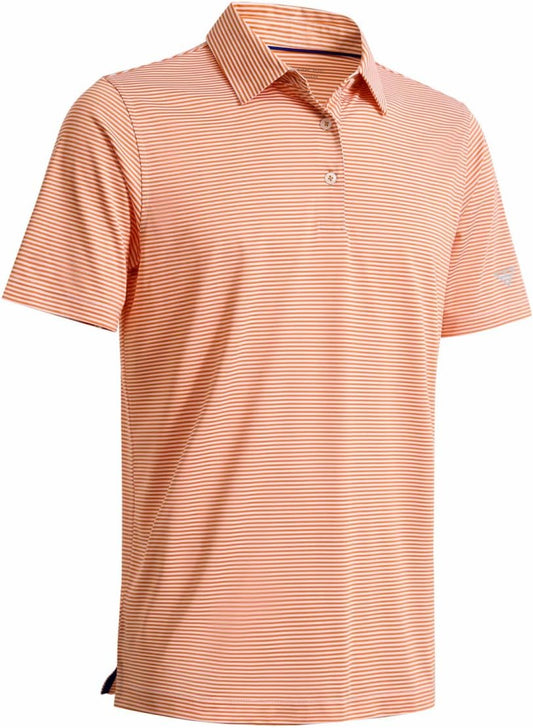 Golf Shirts for Men Dry Fit Short Sleeve Print Performance Moisture Wicking Polo Shirt