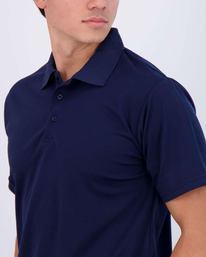 Real Essentials 3 Pack: Men's Quick-Dry Short Sleeve Athletic Performance Polo - Image 3