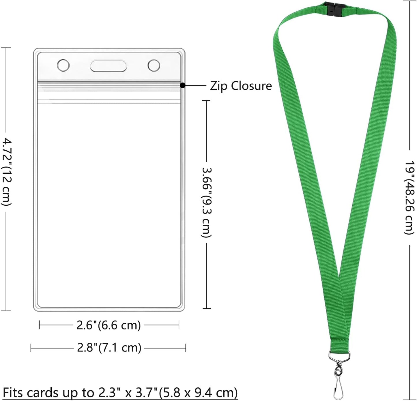 12-Pack Green Breakaway Lanyards with Waterproof Badge Holders, Polyester Neck Straps for ID Cards, Events, Office, and Schools