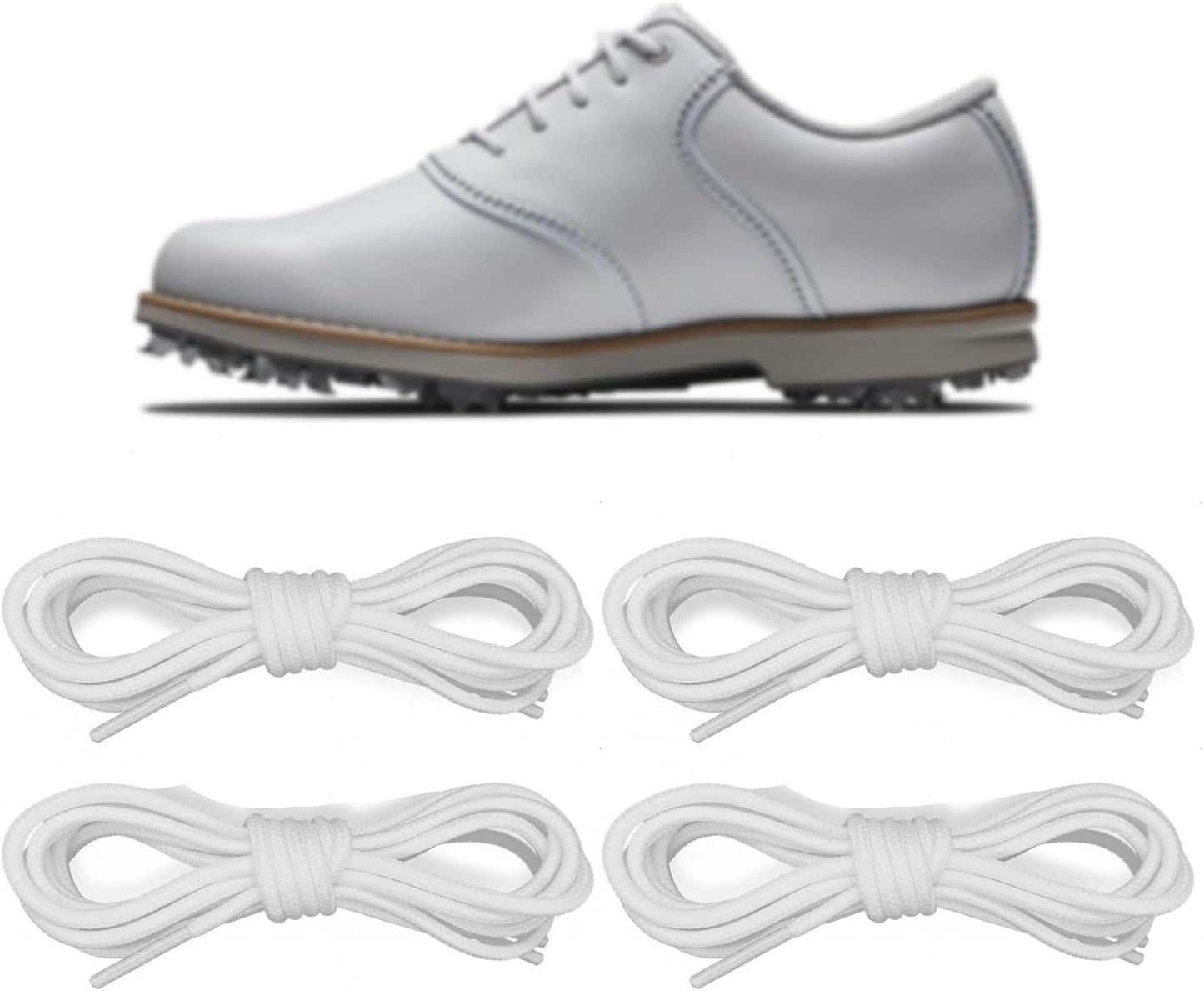 2 Pairs Polyester Golf Shoelaces for FootJoy Shoes, 3/32‘’(2.5mm) Thin Dress Oxford Shoe Laces Replacement Strings