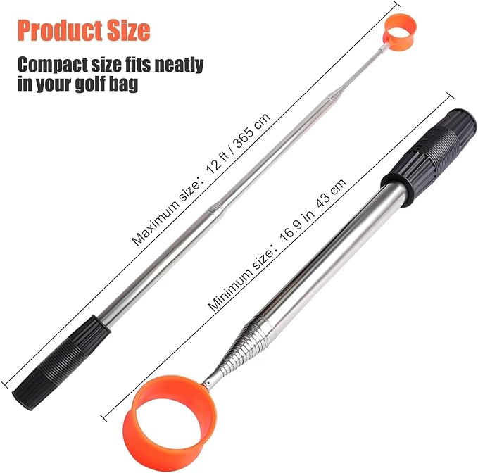 Golf Ball Retriever Telescopic, 12Ft Aluminum Alloy Golf Ball Retriever - Image 3