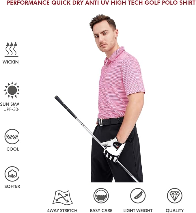 Golf Shirts for Men Dry Fit Short Sleeve Print Performance Moisture Wicking - Image 5
