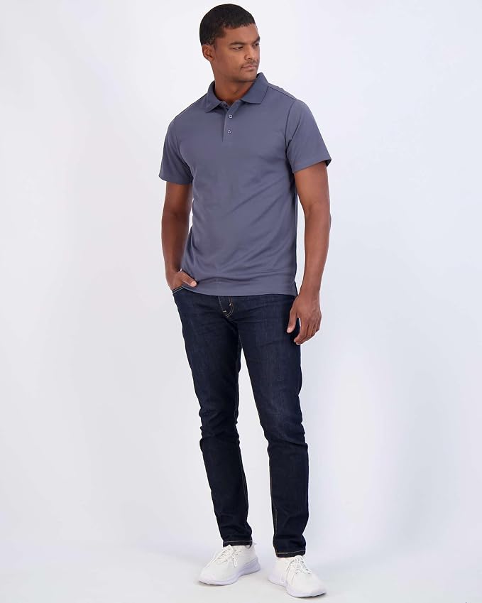 Real Essentials 3 Pack: Men's Quick-Dry Short Sleeve Athletic Performance Polo - Image 5