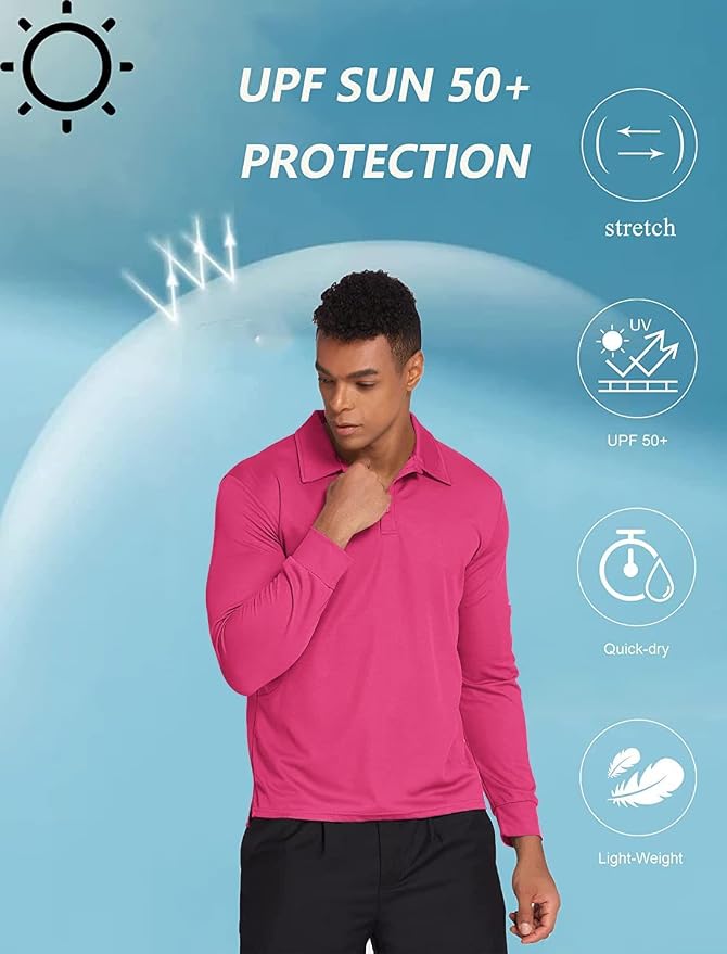 Deyeek Men's Polo Shirts Long Sleeve Golf Polo Shirts - Image 4