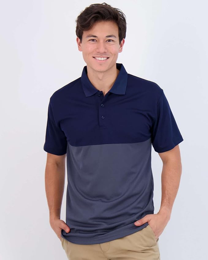 Real Essentials 3 Pack: Men's Quick-Dry Short Sleeve Athletic Performance Polo - Image 2