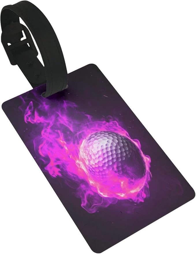 Pink Flame Golf Luggage Tag Suitcase Identify Labels Personalized Travel Bag by WINCCOR