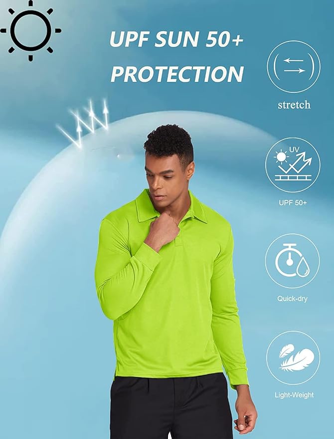 Deyeek Men's Polo Shirts Long Sleeve Golf Polo Shirts - Image 4