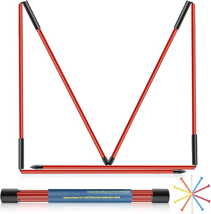 Golf Alignment Sticks 2 Pack, 48″Collapsible Practice Rods by Jsportic