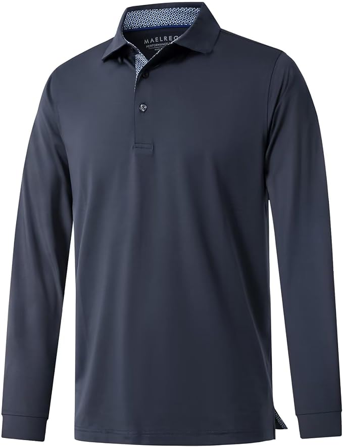 Mens Polo Shirts Short and Long Sleeve Casual Solid Stylish Dry Fit Performance by MAELREG