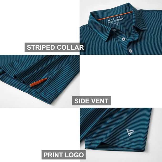 Golf Shirts for Men Dry Fit Short Sleeve Print Performance Moisture Wicking - Image 4