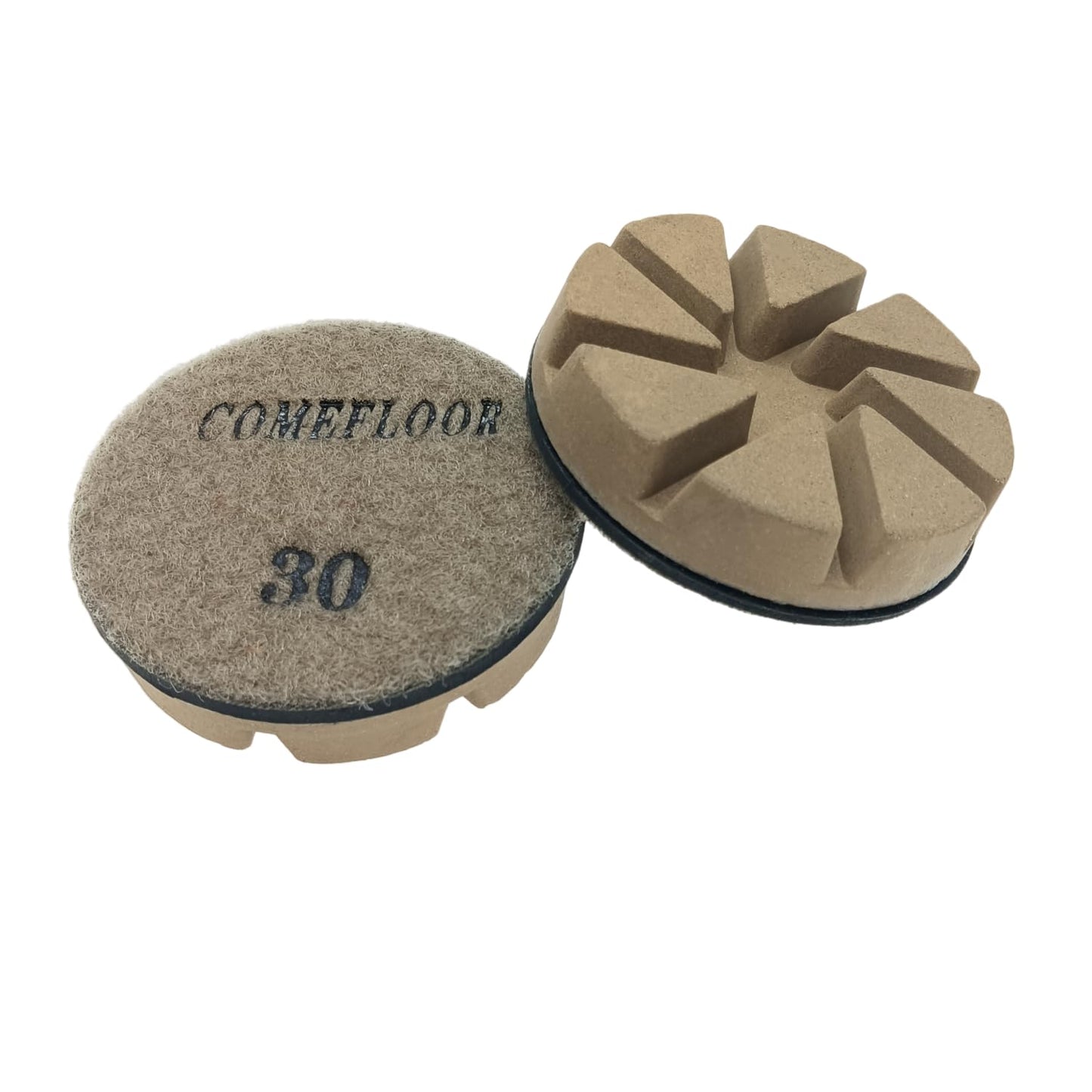 Hybrid Diamond Ceramic Polishing Pucks, Aggressive Concrete Terrazzo Floor Hook n Loop Grinding Pads, 3 Inch Long Using Life Transitional Discs,30# 3 PCS