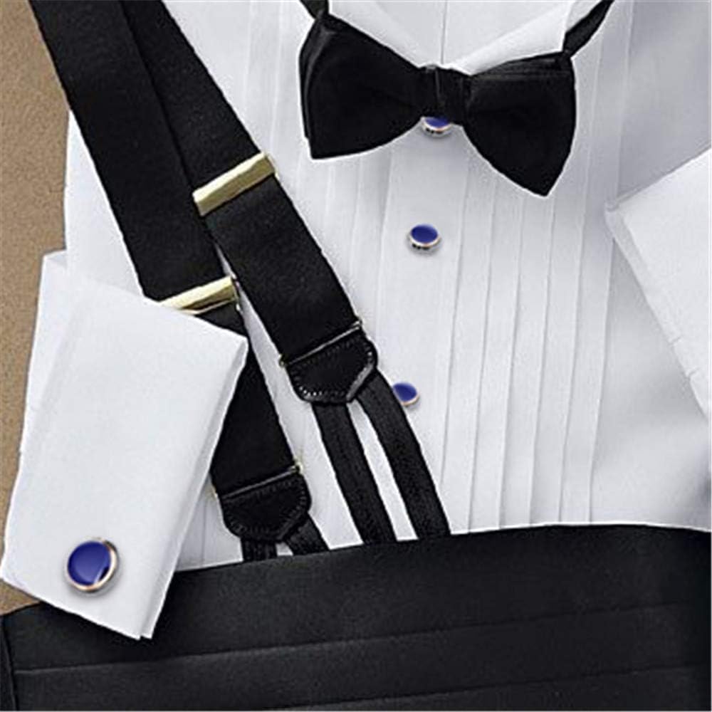 HAWSON Cufflinks and Studs for Men-Fashion Men Vintage Enamel Carbon Fiber Tuxedo Shirt Cufflinks and Studs Set for Regular Wedding Business Accessories