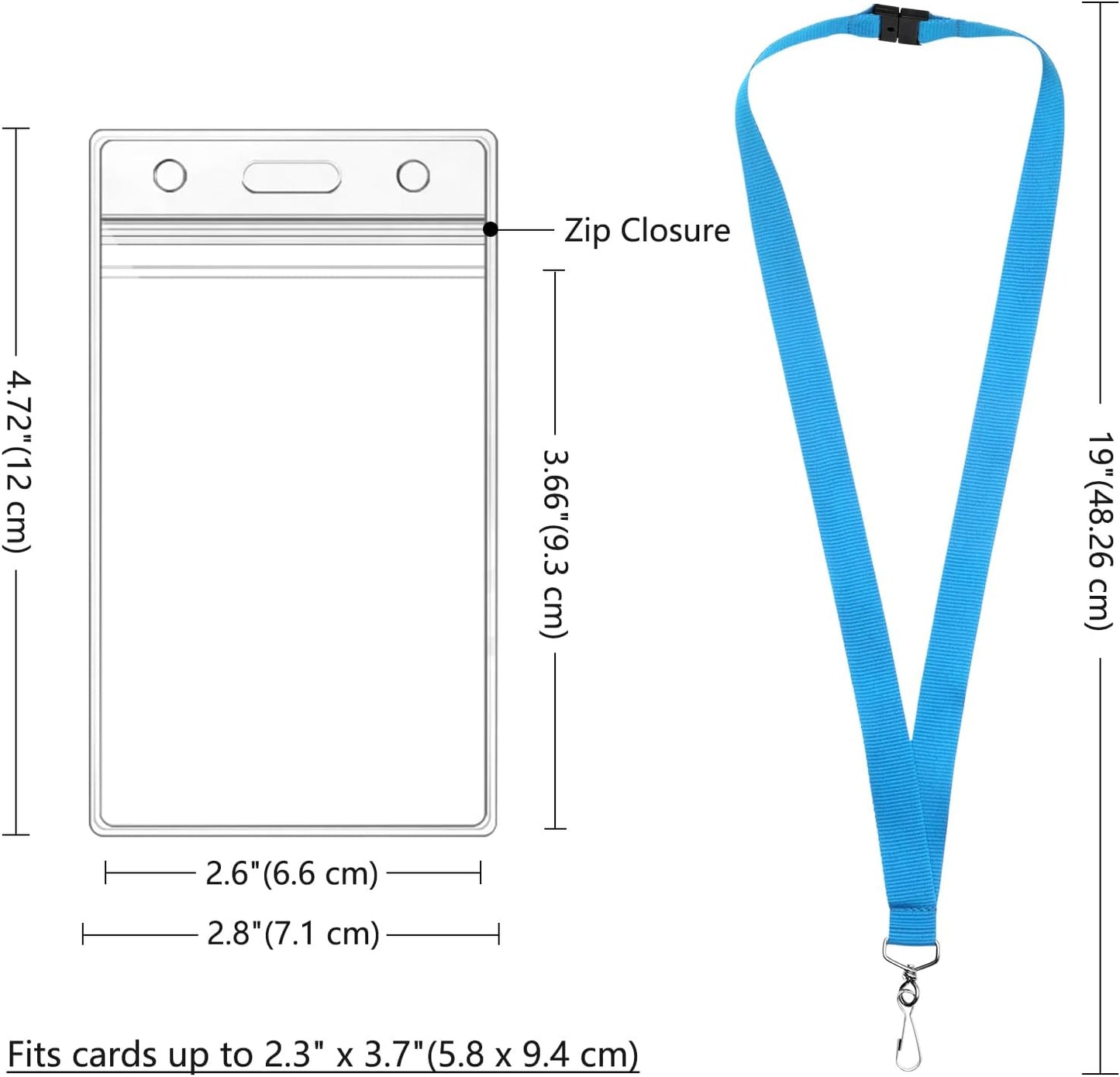 12-Pack Sky Blue Breakaway Lanyards with Waterproof Badge Holders, Polyester Neck Straps for ID Cards, Events, Office, and Schools