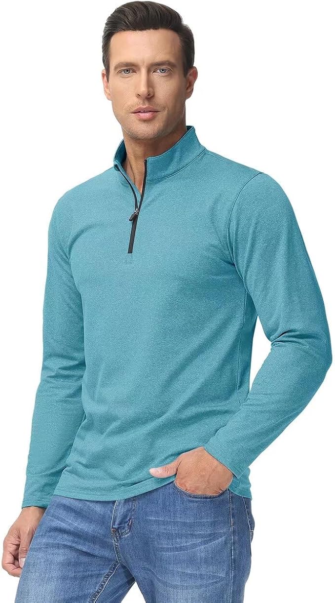 Boladeci Men's Quarter Zip Pullover Premium Fleece Lined Heather Long Sleeve - Image 2