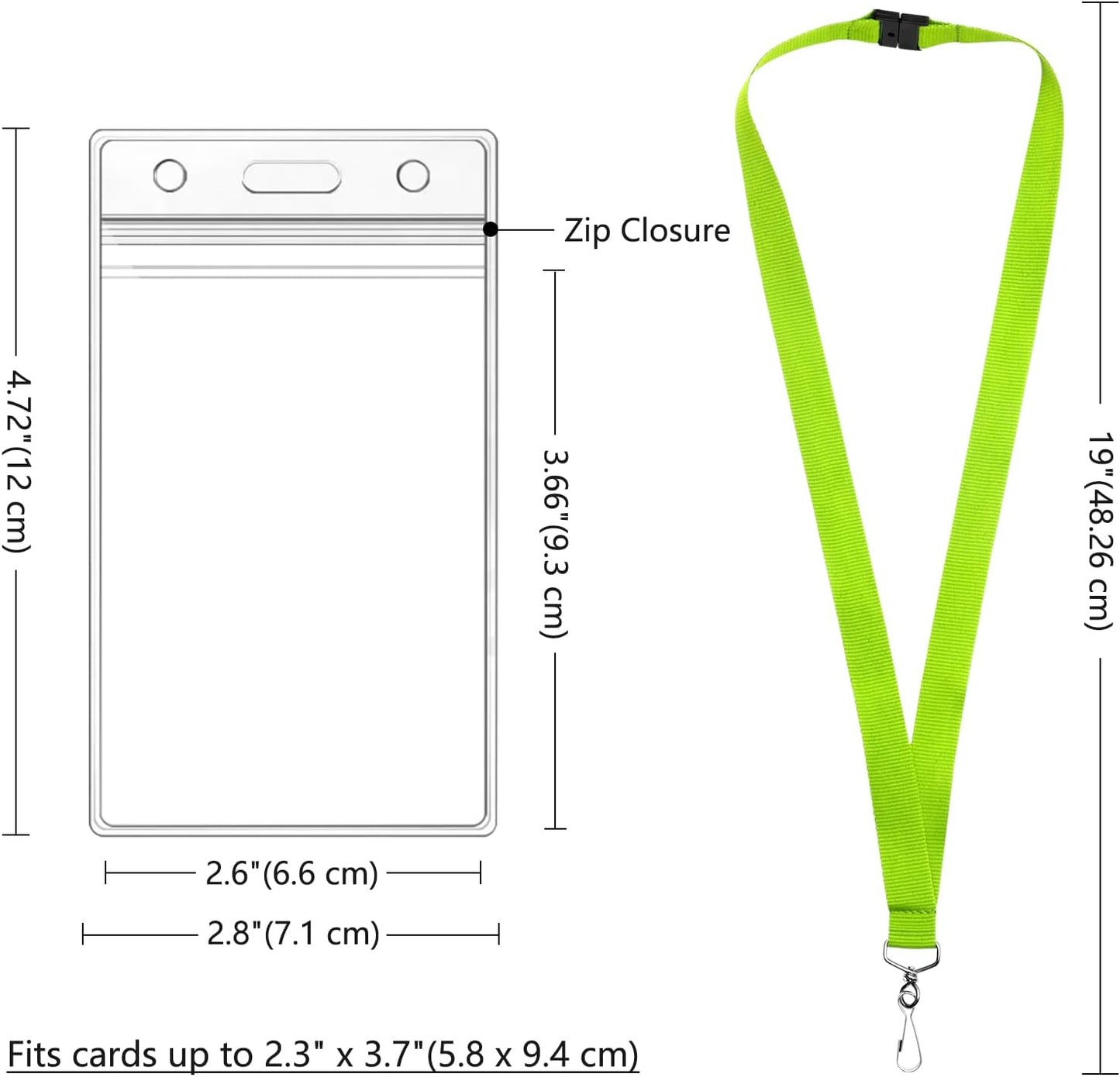 24-Pack Apple Green Breakaway Lanyards with Waterproof Badge Holders, Polyester Neck Straps for ID Cards, Events, Office, and Schools