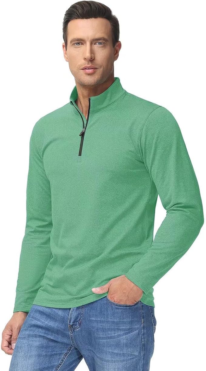Boladeci Men's Quarter Zip Pullover Premium Fleece Lined Heather Long Sleeve - Image 2