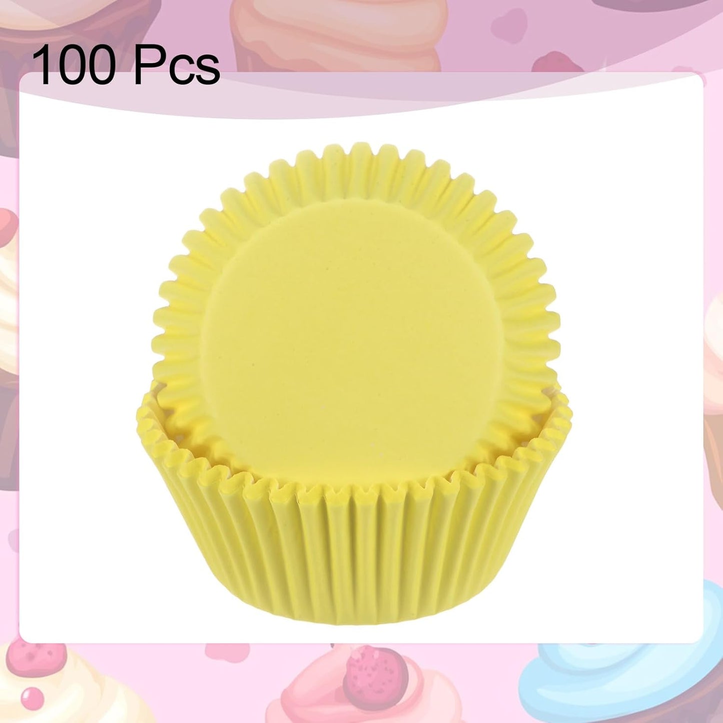 HARFINGTON 100 Count Cupcake Liners Yellow Cupcake Cups Standard Size Muffins Liners Papers Baking Cups Wrappers Greaseproof for Party Wedding Birthday