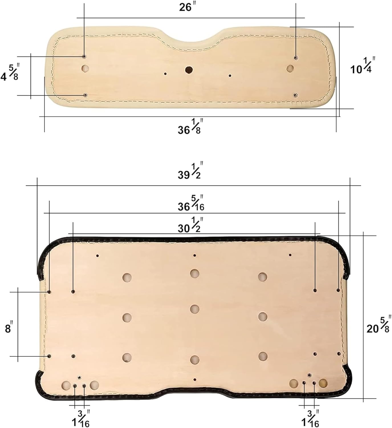 Huskey Parts Company Golf Cart Seat Cushion Stone Color Front Bottom Seat for EZGO RXV 2008 and Up, Golf Cart Front Seat Replacement with Mounting Hardware