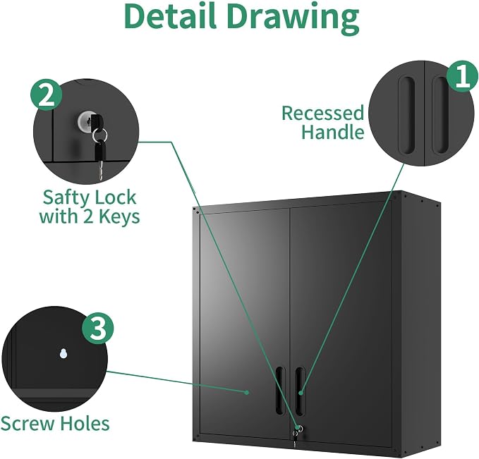 Metal Tool Cabinet, Garage Storage Cabinet System, Wall Cabinet & Locking - Image 5