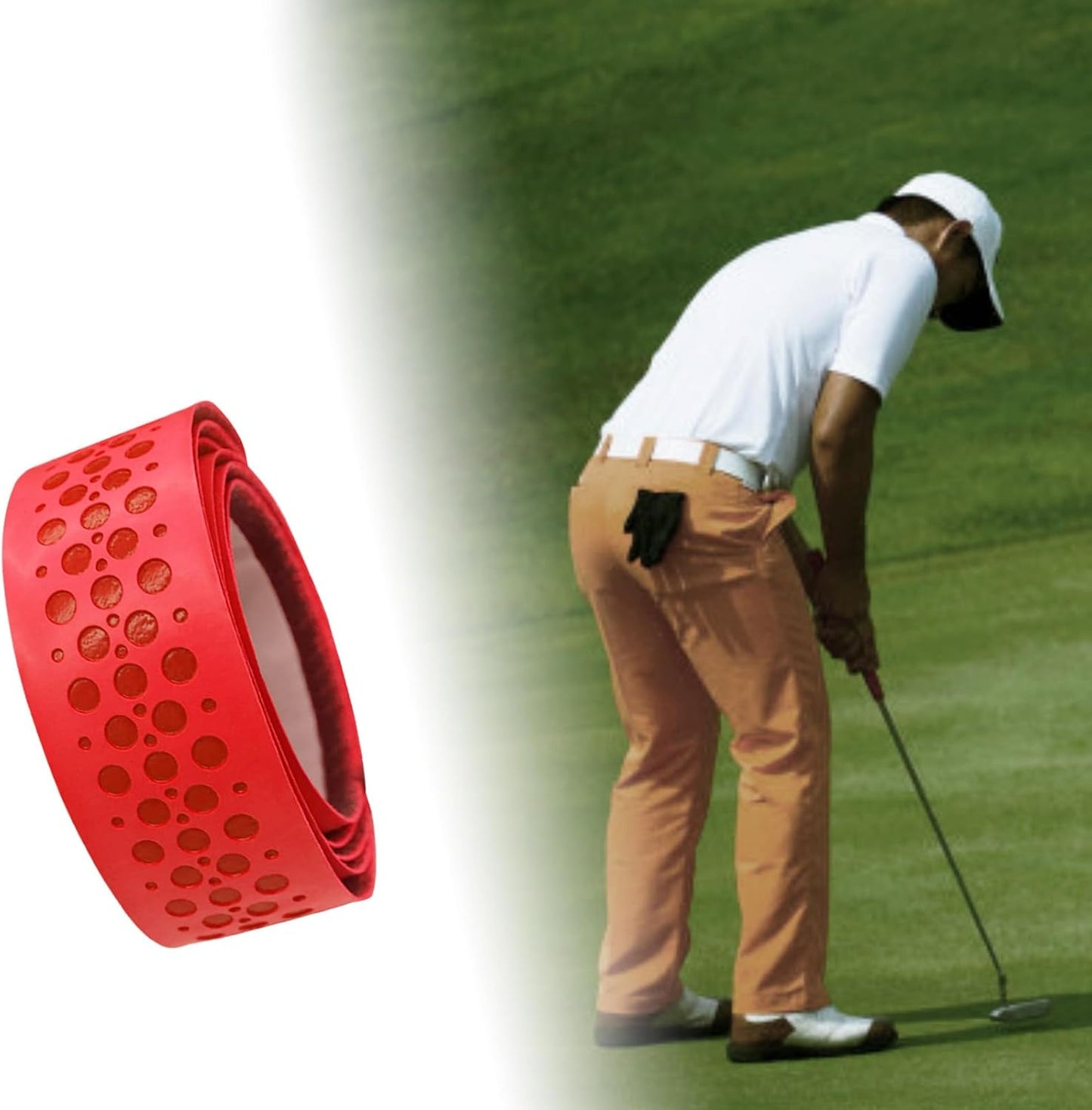 2 Pack Golf Grip Wrapping Tape, Quick Replacement with New Grip, Red Wrapped Golf Grip Strap for Golf Club Grips