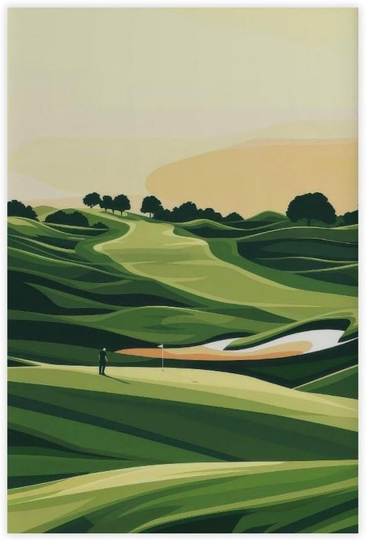 9W Golf Course Poster Green Scenery Decoration Wall Art for Office Living Room Unframe-style 20x30inch(50x75cm)