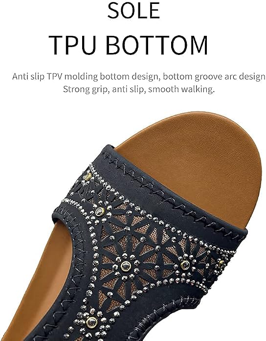 WOJWSKI Women's Slide Wedge Sandal Open Toe High Heel Zipper Back Platform - Image 4