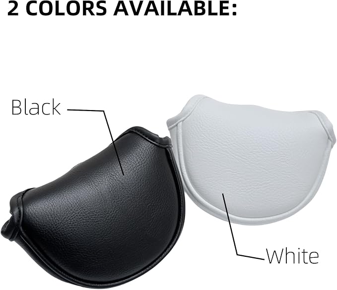 Classic Black/White Golf Putter Cover Magnetic, Center Shafted Mid Mallet - Image 4