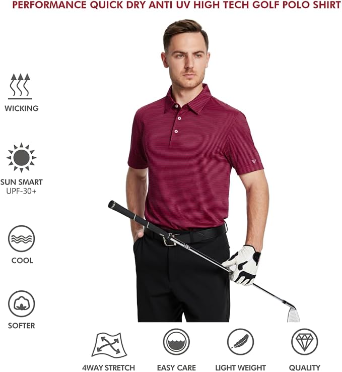 Golf Shirts for Men Dry Fit Short Sleeve Print Performance Moisture Wicking - Image 5