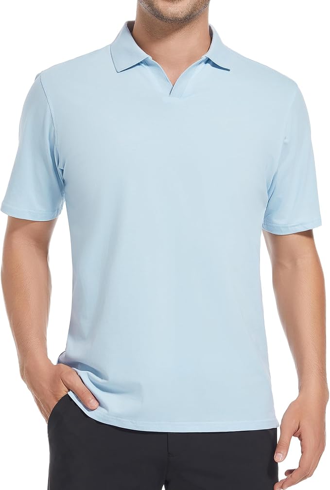 Esabel.C Jacquard Golf Shirts for Men Moisture Wicking Short Sleeve Performance - Image 3