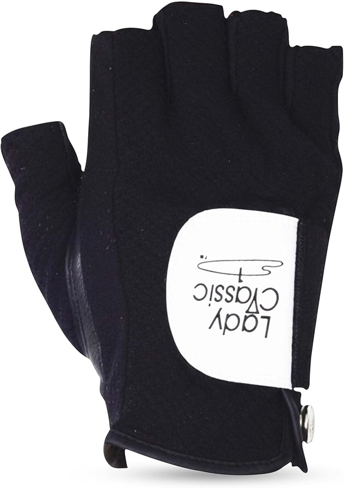Mesh Half Golf Glove for Women – Premium Cabretta Leather Palm, Breathable Mesh - Image 2